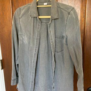 Black denim wash button up